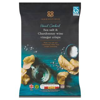 Co-op Irresistible Hand Cooked Sea Salt & Chardonnay Wine Vinegar Crisps 150g