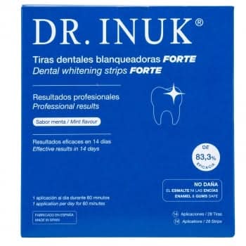 Tiras dentales blanqueadoras forte sabor menta Dr. Inuk 28 ud.