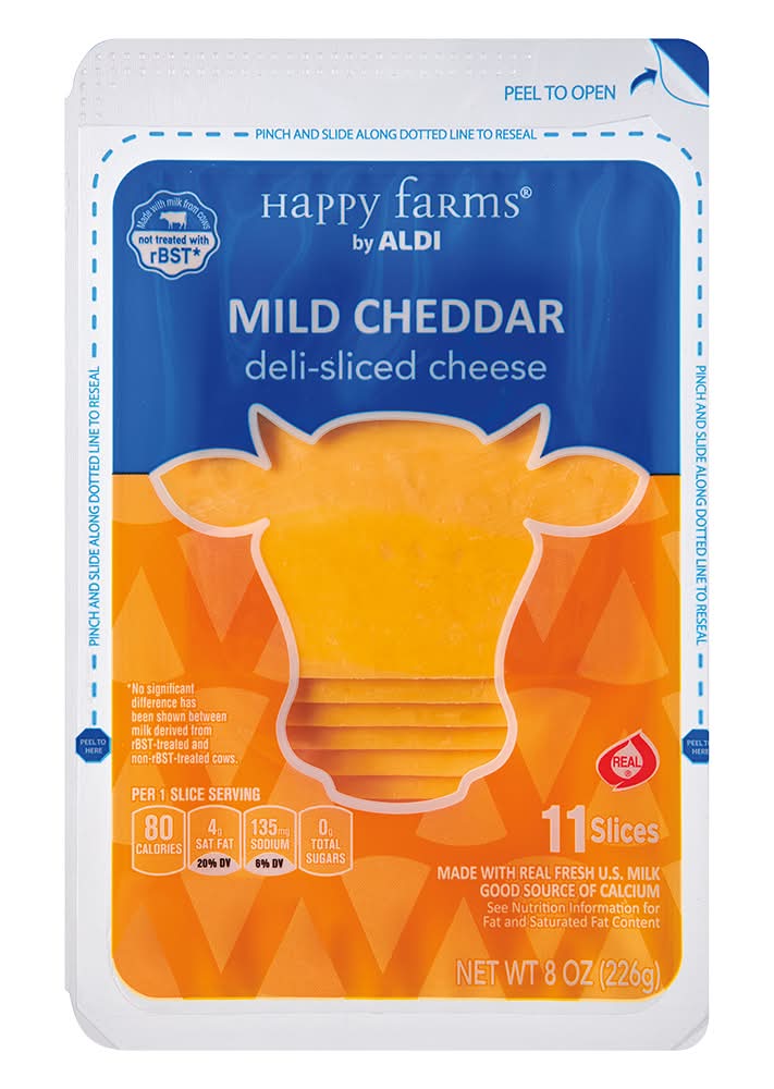 Happy Farms Deli Sliced Mild Cheddar Cheese (8 oz, 11 ct)