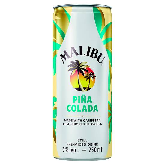 Malibu Coconut-Pineapple, Pre-Mixed Piña Colada Rum Drink (250ml)