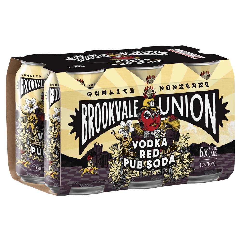 Brookvale Union Vodka Red Pub Soda Can 330mL X 6 pack