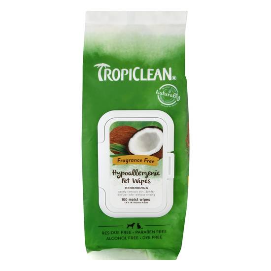 Tropiclean Fragrance Free Hypoallergenic Pet Wipes (100 ct)