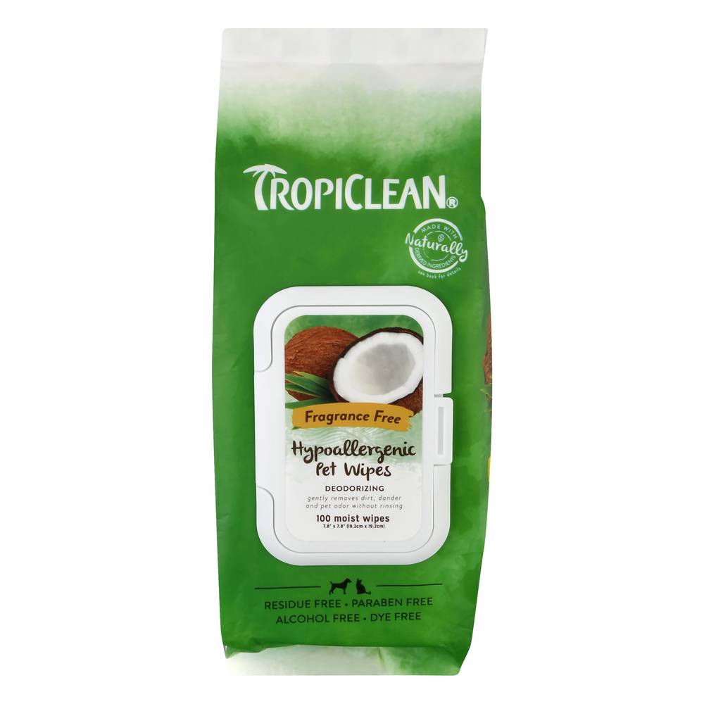 Tropiclean Fragrance Free Hypoallergenic Pet Wipes (2 lbs)