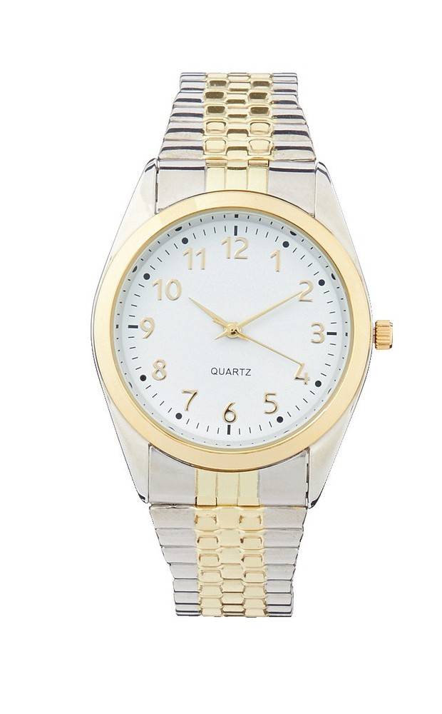 Quartz Men Attire Gold & Silver Band Case Watch (1 unit)