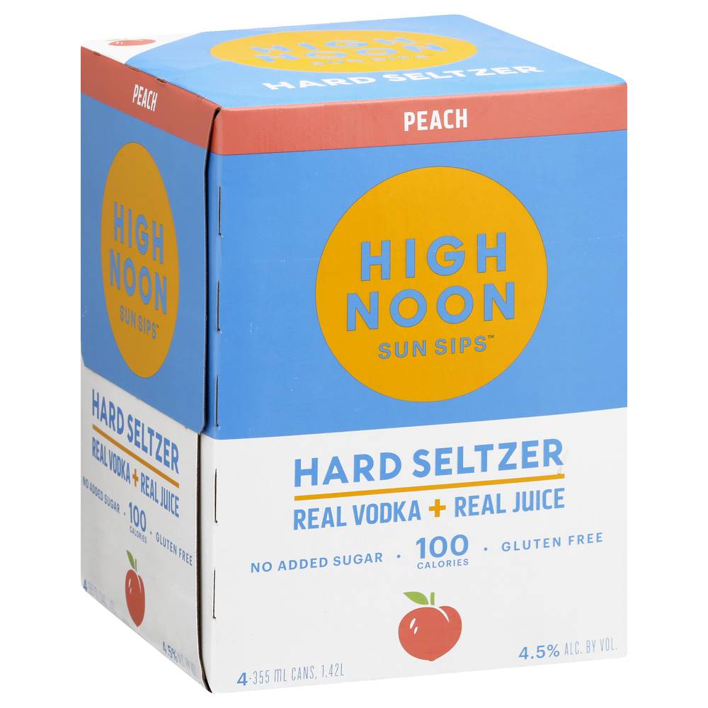 High Noon Sun Sips Peach Vodka Hard Seltzer (4 x 355 ml)