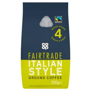 Co-op Fairtrade Italian Style Ground Coffee 200g (Co-op Member Price £2.70 *T&Cs apply)