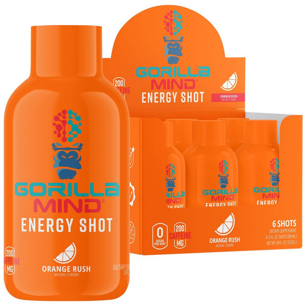 Gorilla Mind Energy Shot Rush (6 pack, 3 fl oz) (s/orange)