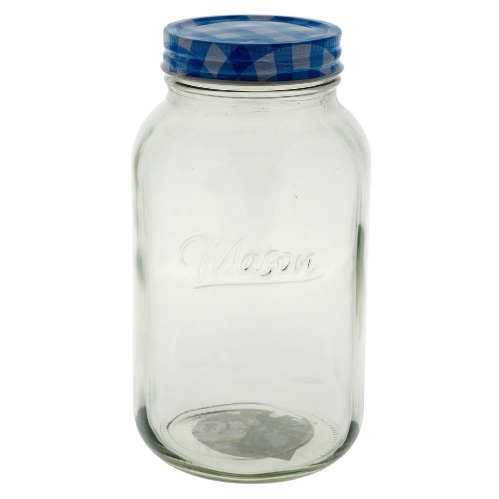 Large Glass Mason  Jar with Colored Lid