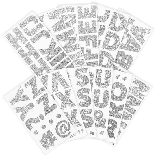 Recollections Chunky Glitter Alphabet Stickers, 6.83" x 12.6", Silver (112 ct)