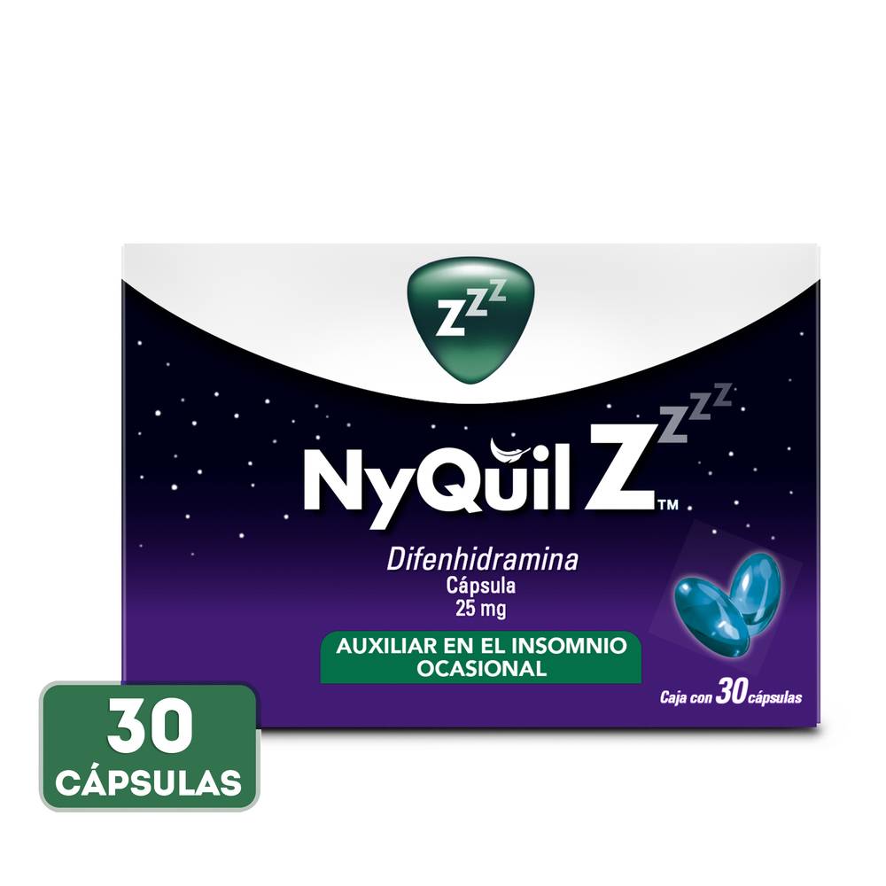 Vick nyquil z difenhidramina cápsulas 25 mg (30 un)