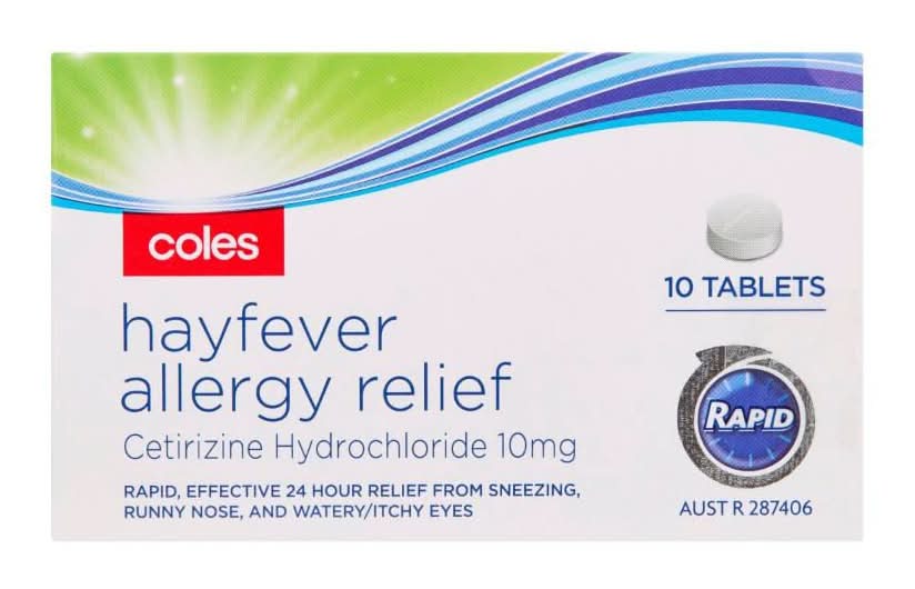 Coles Rapid Hayfever Allergy Relief Cetirizine 10 mg Tablets (10 pack)