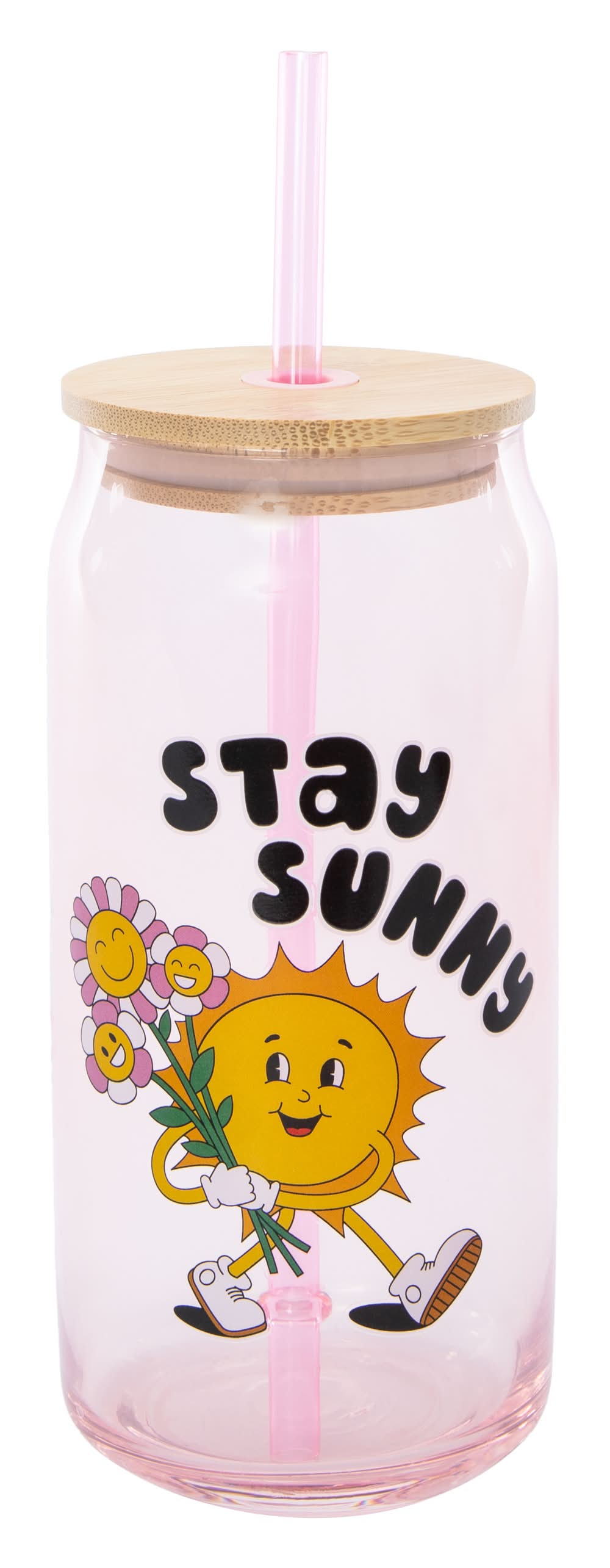 Summer Glass Tumbler With Lid 20oz Stay Sunny