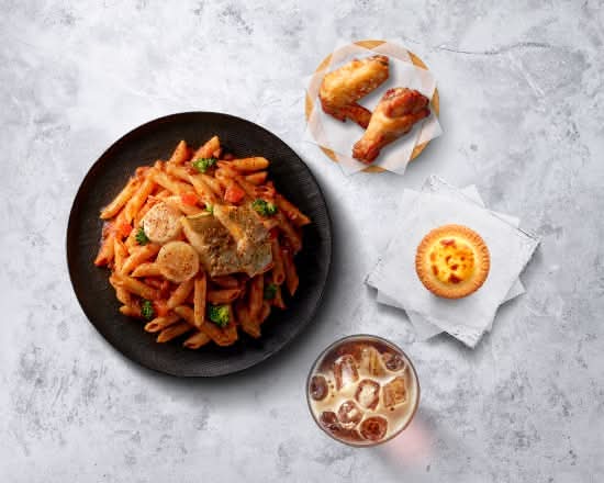 干貝鱈魚紅醬筆管麵【豪華套餐】