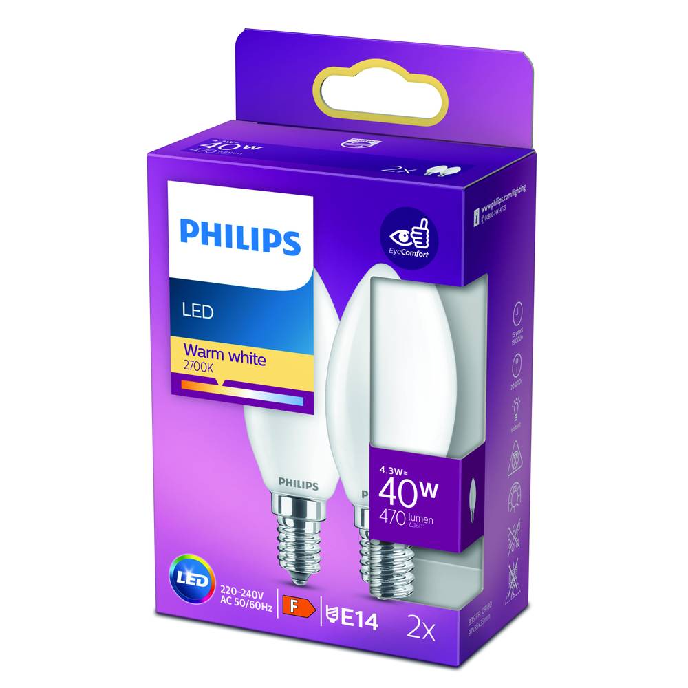 Philips - Ampoule led e14 40w blanc chaud dépolie verre