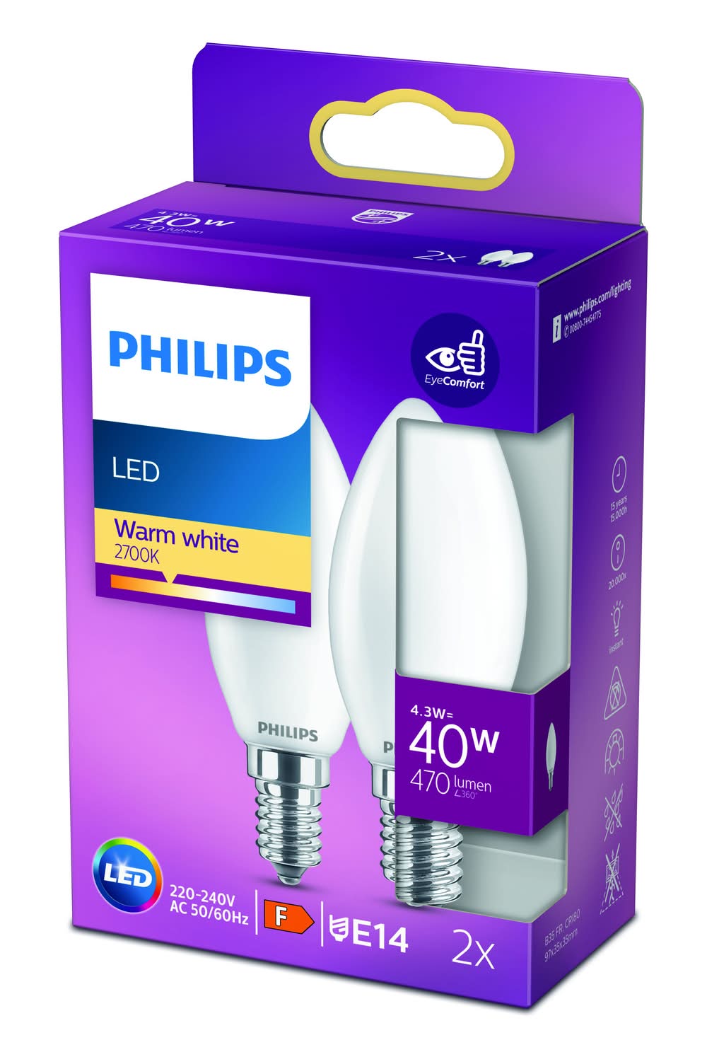 Philips - Ampoule led e14 40w blanc chaud dépolie verre