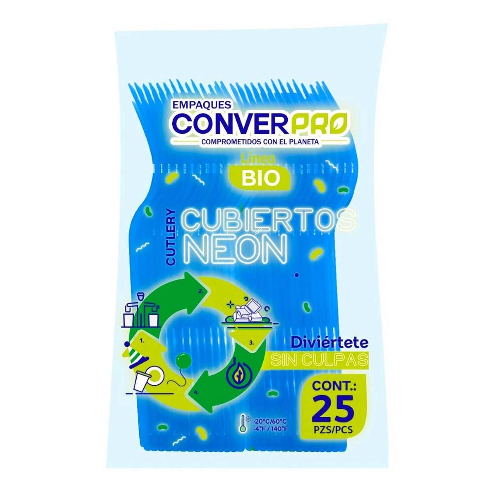 Converpro bio tenedor azul neón m (bolsa 25 piezas)