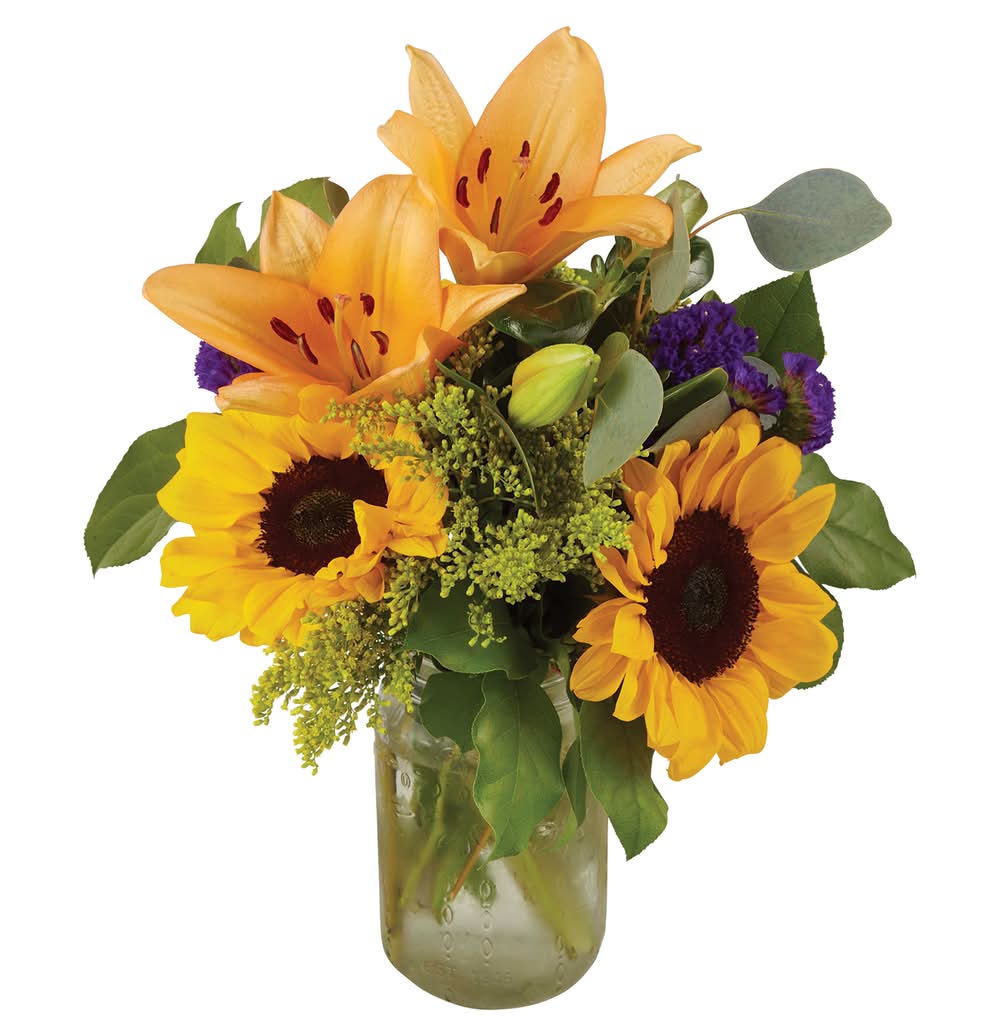 Sunny Mason Jar Arrangement 1 Ea
