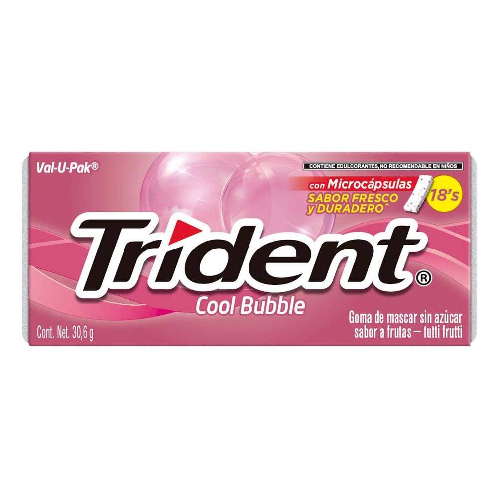 Trident · Goma de mascar cool bubble, tutti frutti (18 un)