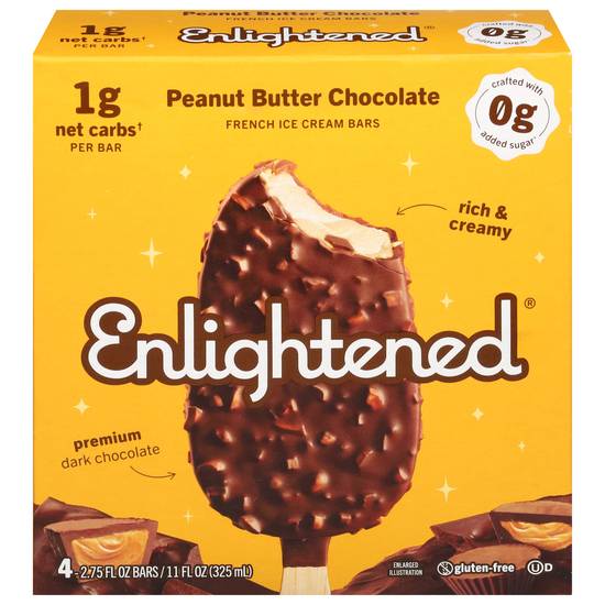 Enlightened Peanut Butter Chocolate Keto Ice Cream Bars (4 ct)