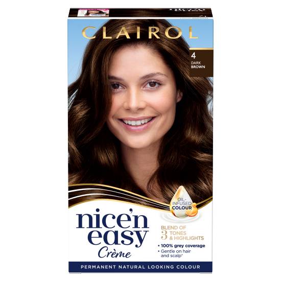Clairol 4 Dark Brown, Nice'n Easy Hair Dye (177ml)