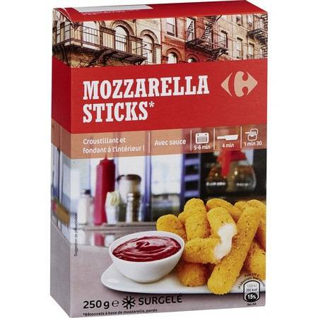 Mozzarella sticks avec sauce CARREFOUR - la boite de 250g