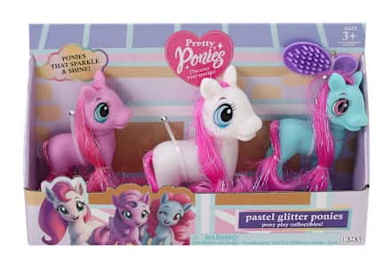 Glitter Ponies Play Collectibles 3-Pack Pastel