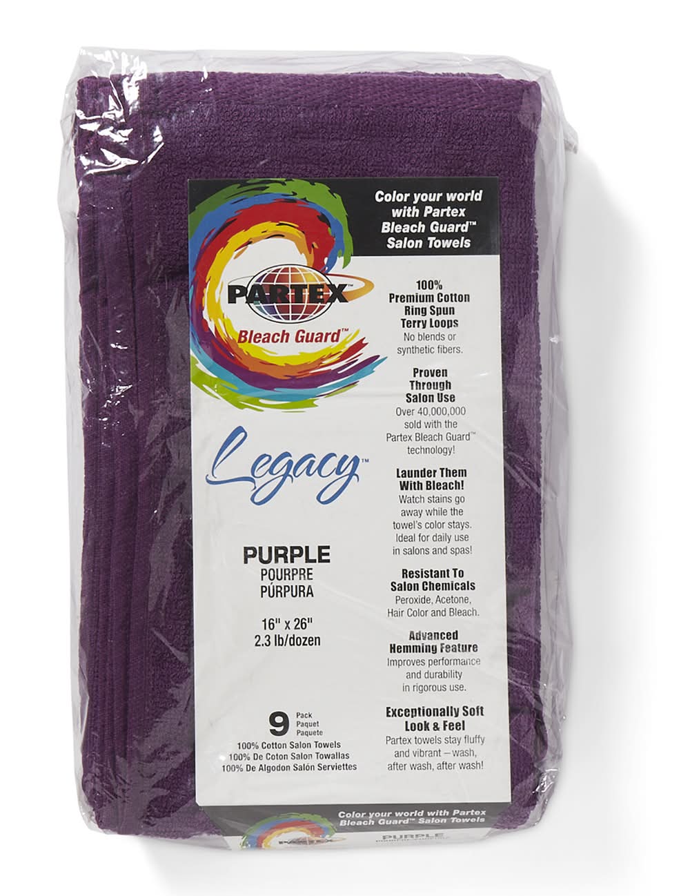 Bleach Guard Purple Cotton Towels (9, Purple)