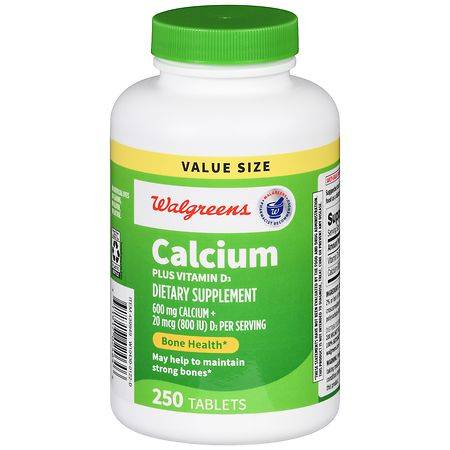 Walgreens Calcium 600 mg Plus Vitamin D3 Bone Health Supplements