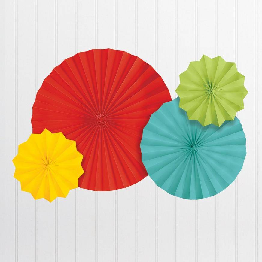 Party City Paper Fan Decorations, Multicolor (4 ct)