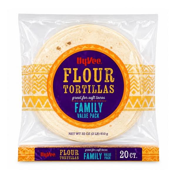 Hy-Vee Flour Tortilla Great For Soft Tacos (32 oz, 20 ct)