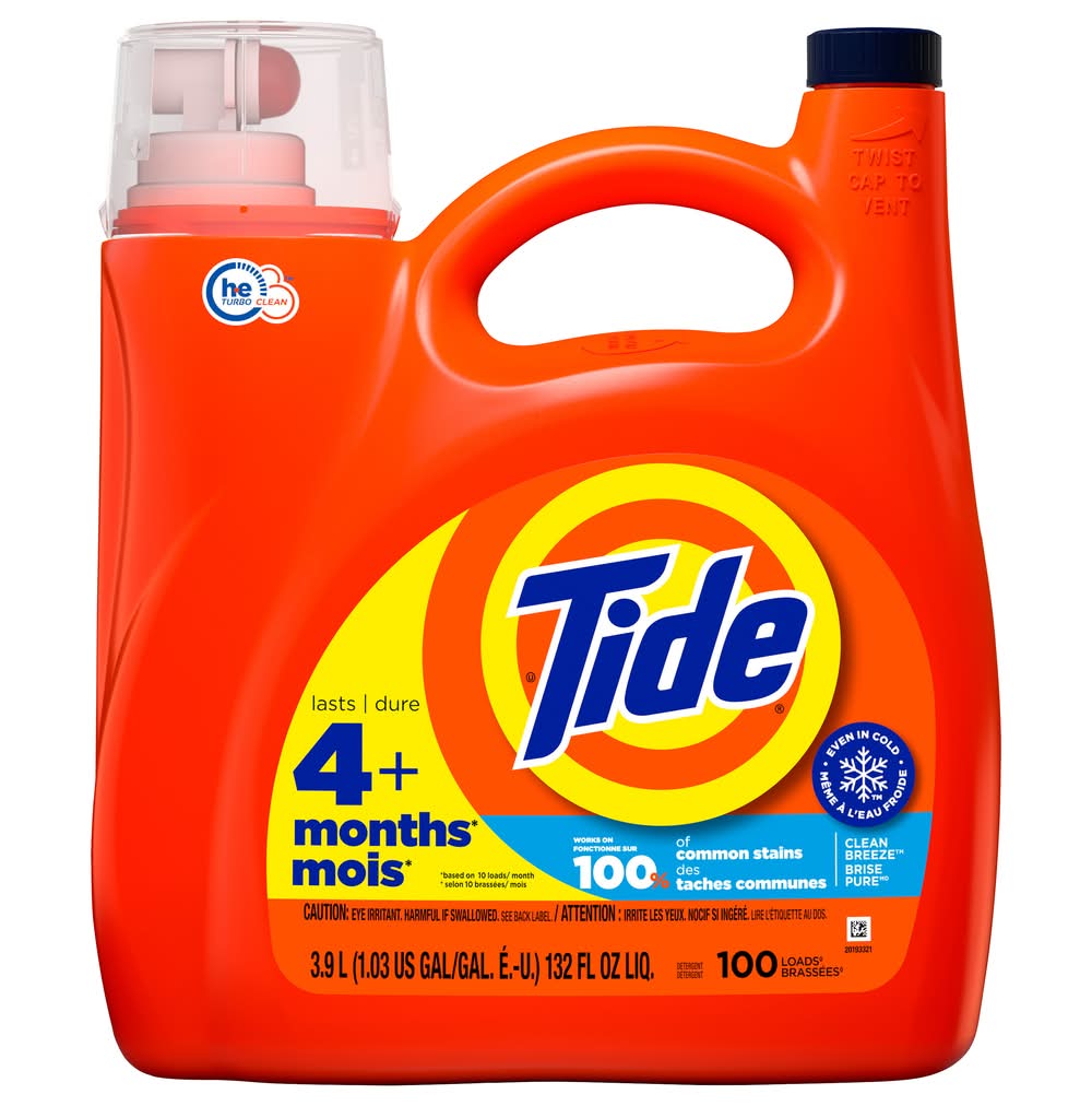 Tide Laundry Detergent Liquid, Clean Breeze (125 fl oz)
