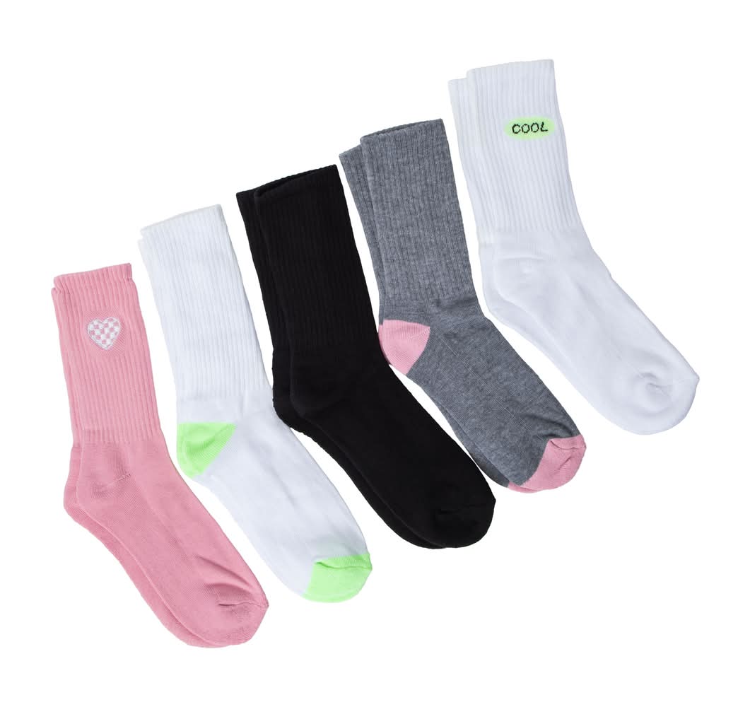Design Ladies Crew Socks 5-Pack Pink