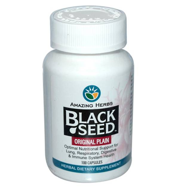 Amazing Herbs Original Plain Black Seed Capsules (100 ct)