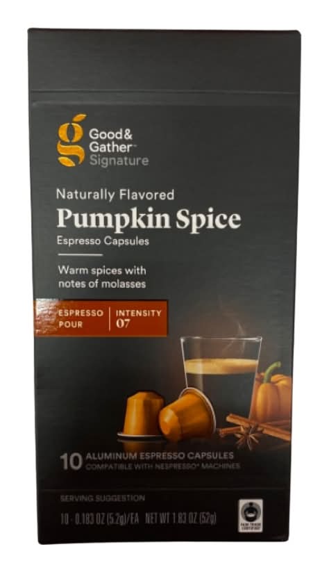 Good & Gather Signature Naturally Flavored Espresso Roast Coffee Capsules, Pumpkin Spice (1.83 oz, 10 ct)