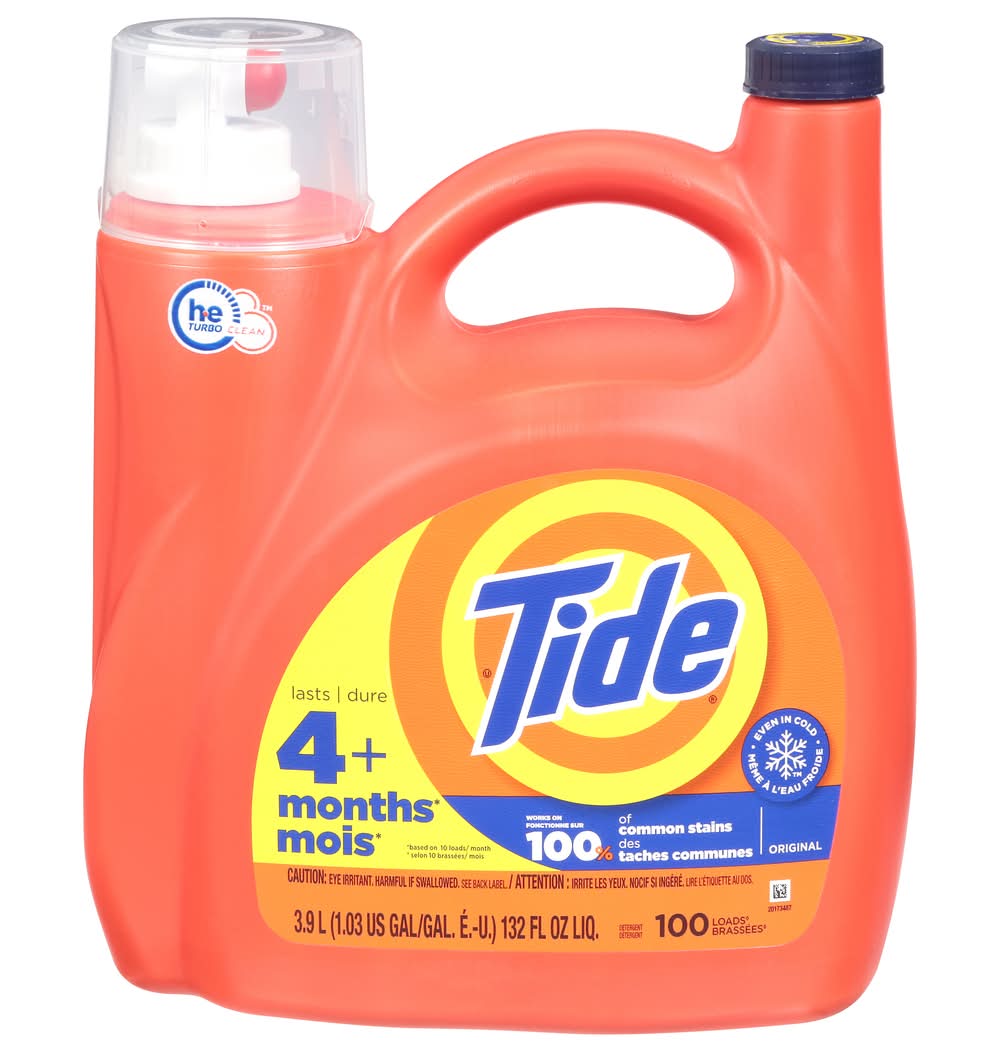 Tide Laundry Detergent Liquid 100 Loads, Original (132 fl oz)