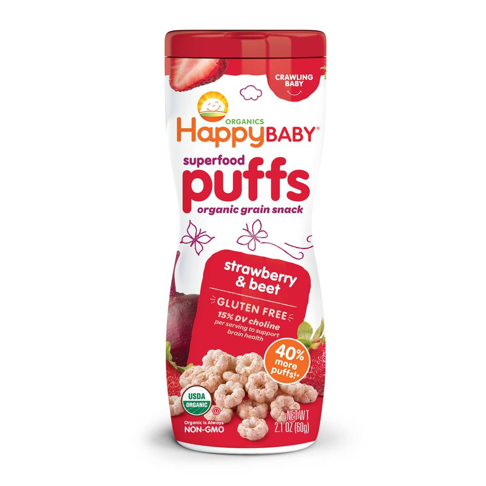 Happy Baby Organics Gluten Free Superfood Puffs (strawberry-beet)