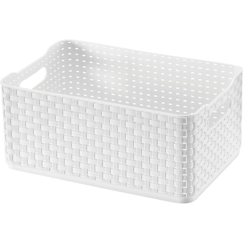 Arthi caixa plástica rattan branca (4,5l)