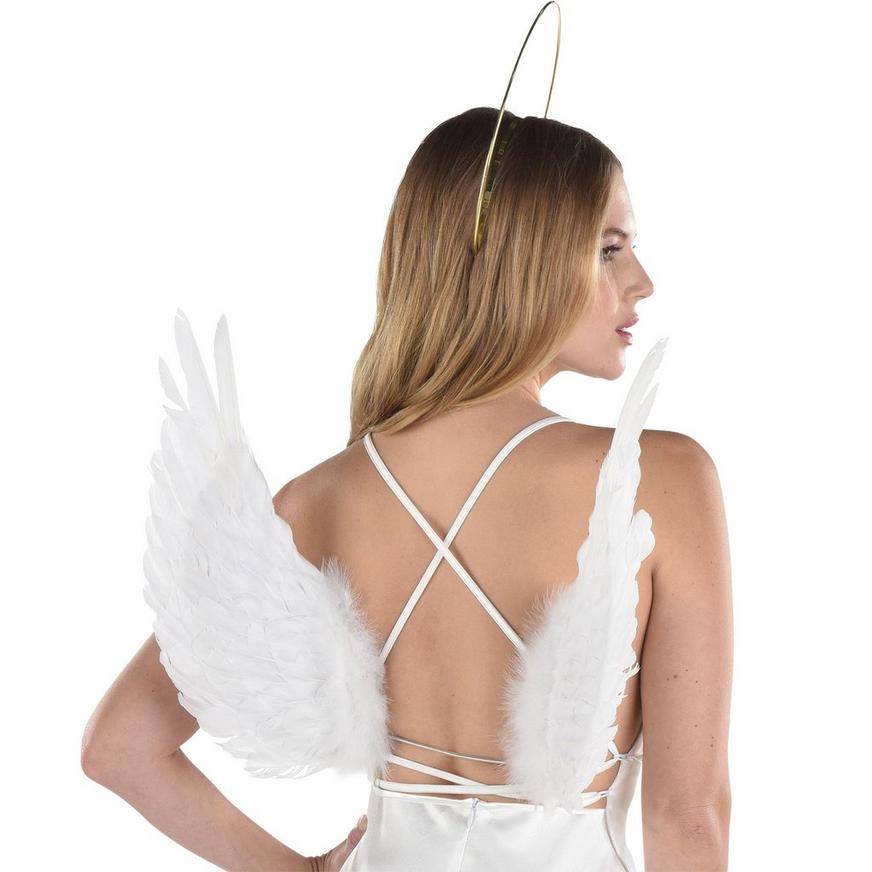 Party City Adult Feather Floating Angel Wings, White