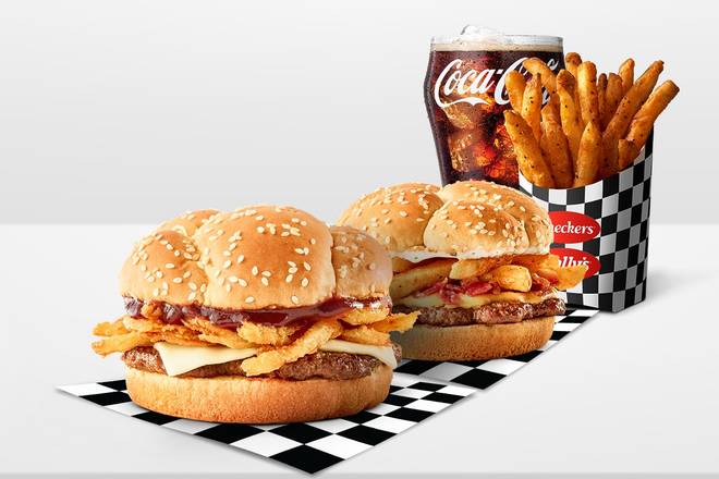 Pick 2  Fully Loaded Fry Burger And/Or Tangled BBQ Swiss Burger: Make it a Meal