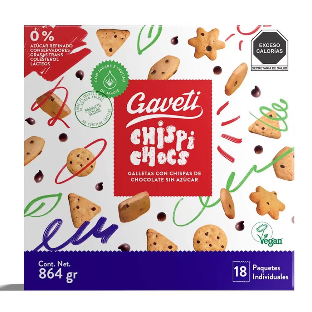 Gaveti · Galletas con chispas chispi chocs veganas y sin azúcar, chocolate (18 x 48 g)
