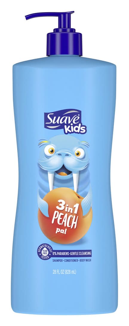 Suave Kids 3 in 1 Shampoo Conditioner & Body Wash, Peach (28 fl oz)