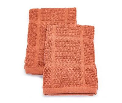 Rust Grid-Texture Cotton Dishcloths, 2-Pack