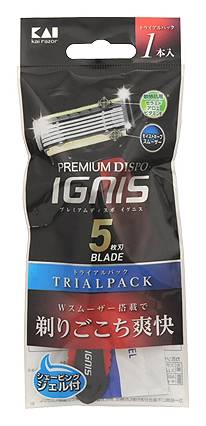 ◎貝印IGNISディスポ5枚刃1Pジェル付き