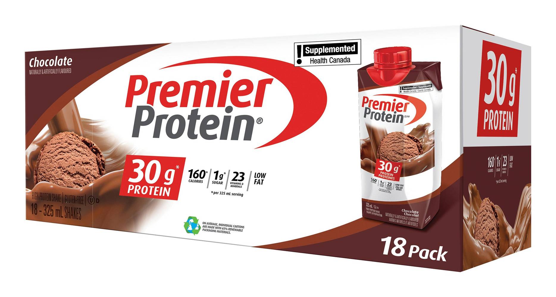 Frappé Hyperprotéiné Premier Protein, Chocolat, 18 × 325 Ml / Premier Protein High-Protein Chocolate Shake, 18 X 325 Ml
