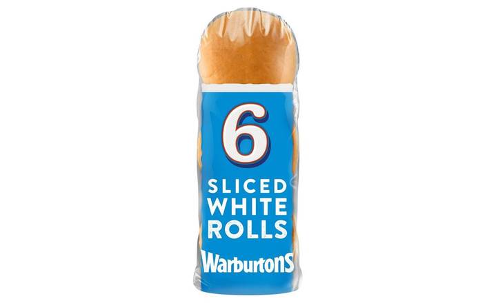 Warburtons Sliced Soft White Bread Rolls 6's (359183)