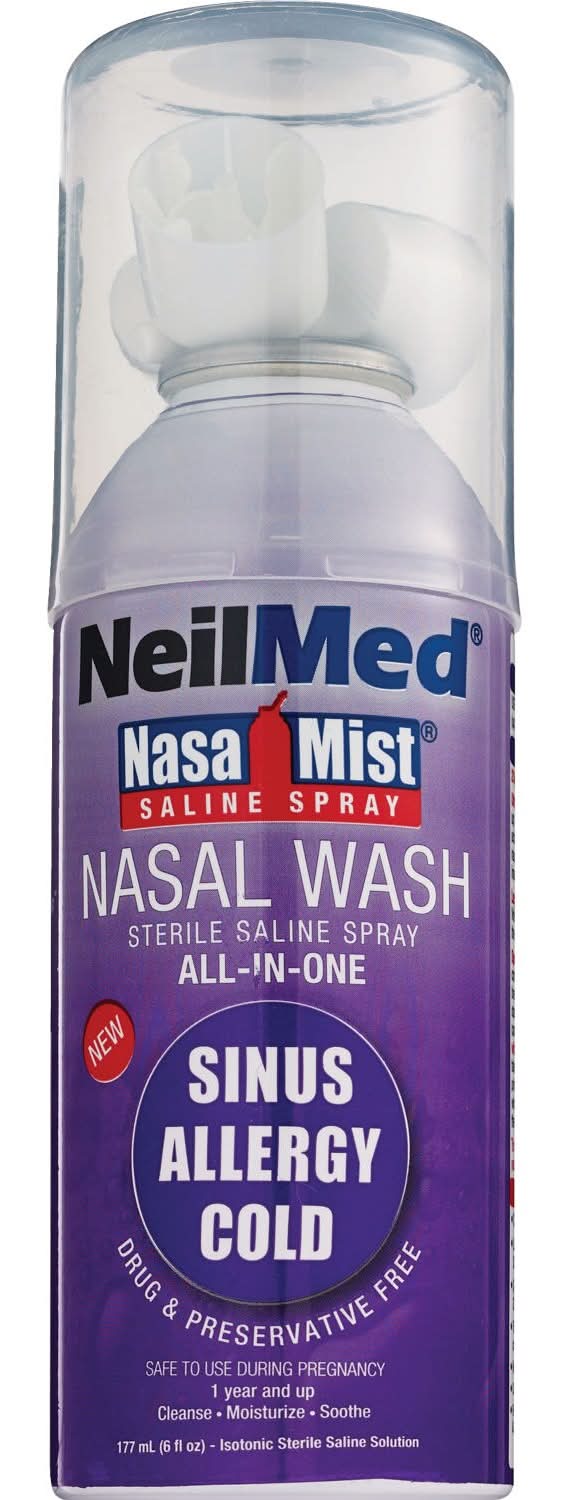 NeilMed Nasamist All in One Nasal Wash Saline Spray For Sinus Allergy Cold (6 fl oz)