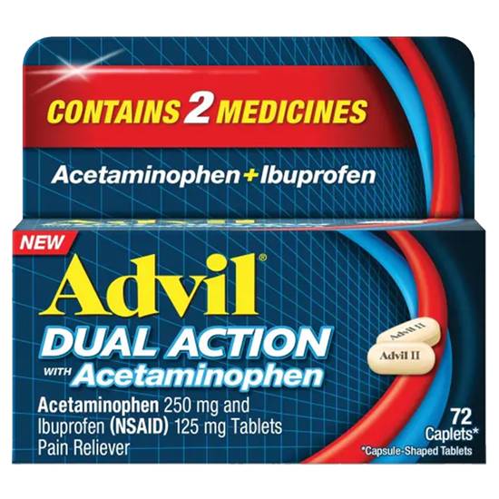 Advil Dual Action with Acetaminophen Caplets 72ct