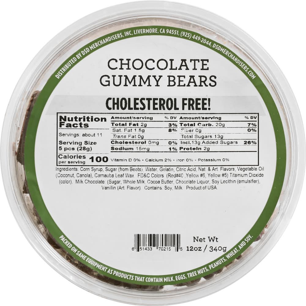 DSD Merchandisers Chocolate Gummy Bears (12 oz)