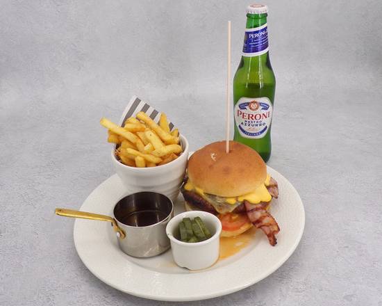 BURGER & PERONI MEAL DEAL FOR 1