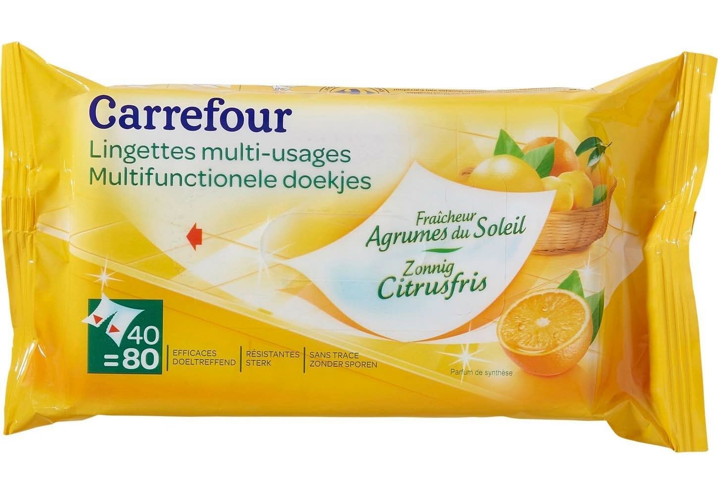 Carrefour - Lingettes multi-usages, agrumes du soleil (40)